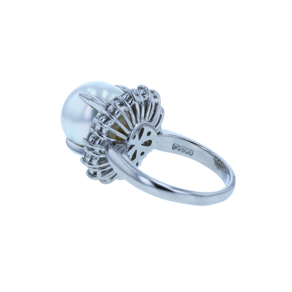 Pt900 プラチナ シロチョウパール12mm ダイヤ1.15ct リング 指輪 レディース 11.5号 【中古】