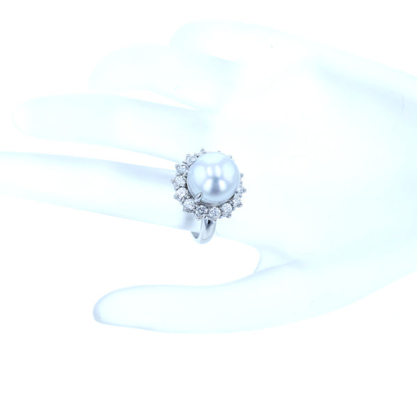 Pt900 プラチナ シロチョウパール12mm ダイヤ1.15ct リング 指輪 レディース 11.5号 【中古】