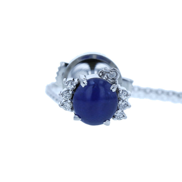 Pt900 プラチナ サファイア1.62ct ダイヤ0.09ct タイピン レディース 中古