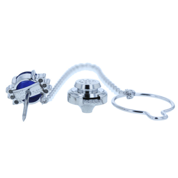 Pt900 プラチナ サファイア1.62ct ダイヤ0.09ct タイピン レディース 中古
