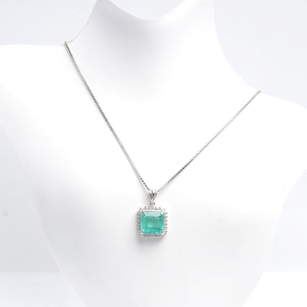 Pt900 プラチナ Pt850 プラチナ エメラルド2.27ct ダイヤ0.22ct ネックレス レディース 【中古】