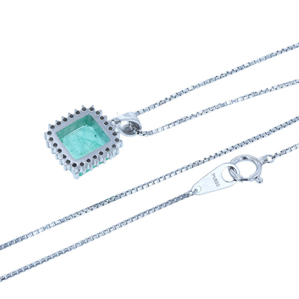 Pt900 プラチナ Pt850 プラチナ エメラルド2.27ct ダイヤ0.22ct ネックレス レディース 【中古】