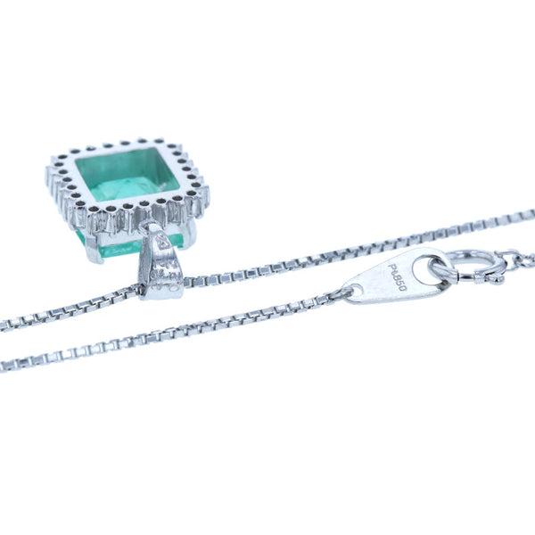 Pt900 プラチナ Pt850 プラチナ エメラルド2.27ct ダイヤ0.22ct ネックレス レディース 【中古】