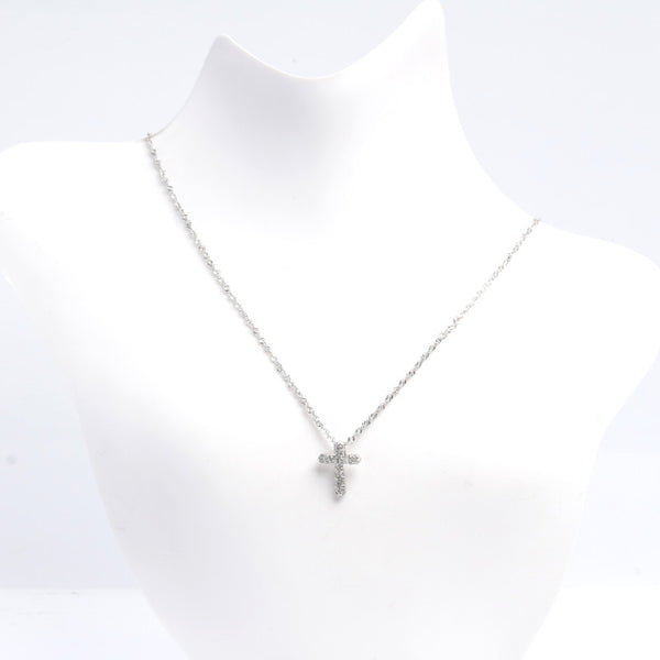 Pt900 プラチナ Pt850 プラチナ ダイヤ0.1ct ネックレス レディース 中古