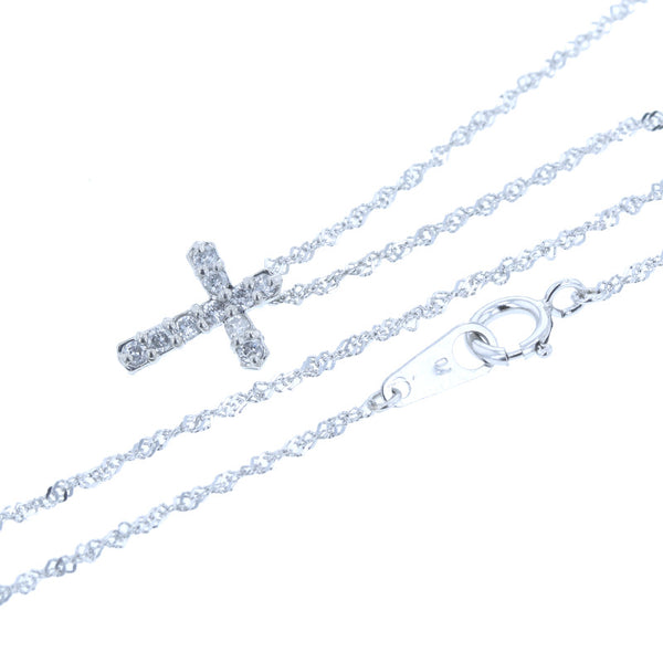 Pt900 プラチナ Pt850 プラチナ ダイヤ0.1ct ネックレス レディース 中古