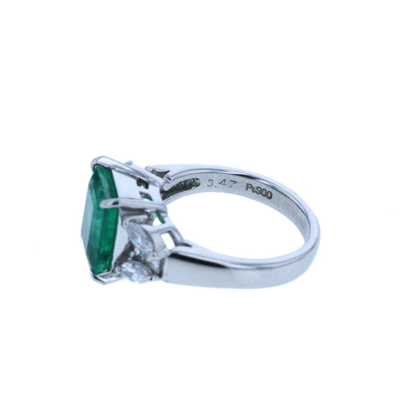Pt900 プラチナ エメラルド3.47ct ダイヤ0.66ct リング 指輪 レディース 12.5号 中古