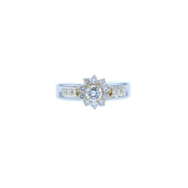 Pt900 プラチナ K18YG イエローゴールド コンビ ダイヤ0.24ct ダイヤ0.33ct リング 指輪 レディース 11号 【中古】