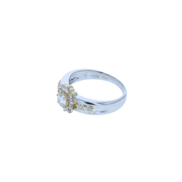 Pt900 プラチナ K18YG イエローゴールド コンビ ダイヤ0.24ct ダイヤ0.33ct リング 指輪 レディース 11号 【中古】