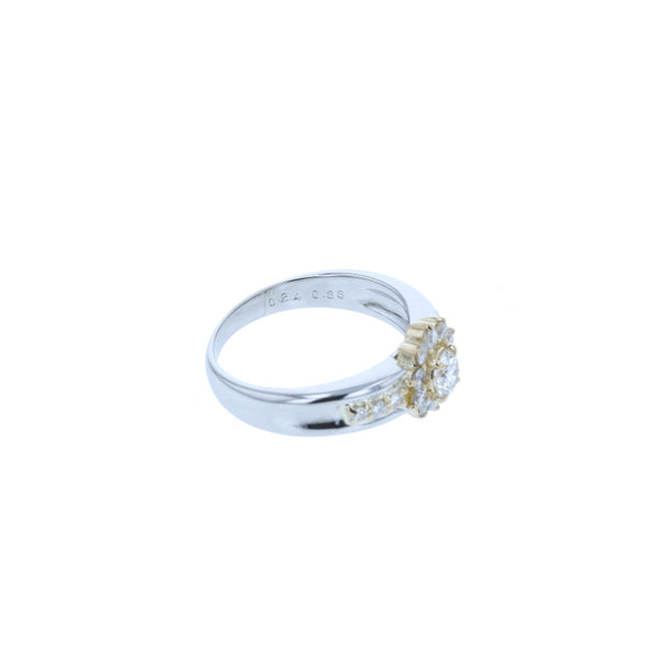 Pt900 プラチナ K18YG イエローゴールド コンビ ダイヤ0.24ct ダイヤ0.33ct リング 指輪 レディース 11号 【中古】