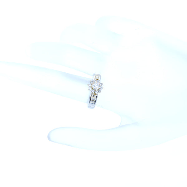 Pt900 プラチナ K18YG イエローゴールド コンビ ダイヤ0.24ct ダイヤ0.33ct リング 指輪 レディース 11号 【中古】