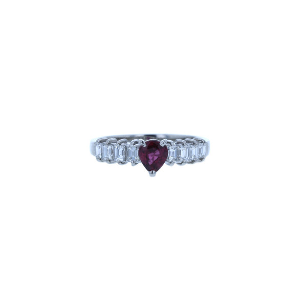 Pt900 プラチナ ルビー0.52ct ダイヤ0.51ct リング 指輪 レディース 11号 中古