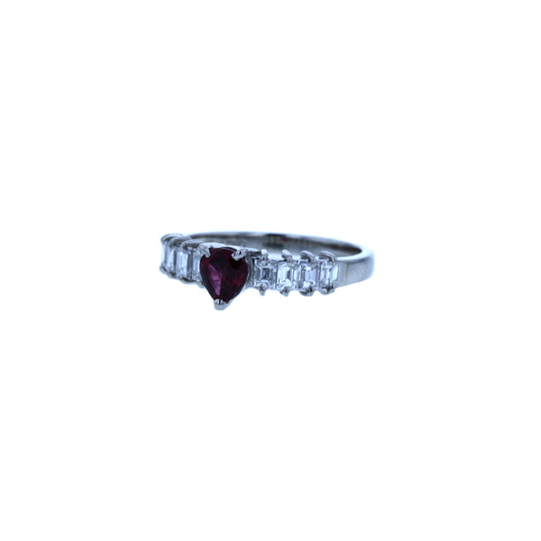 Pt900 プラチナ ルビー0.52ct ダイヤ0.51ct リング 指輪 レディース 11号 中古