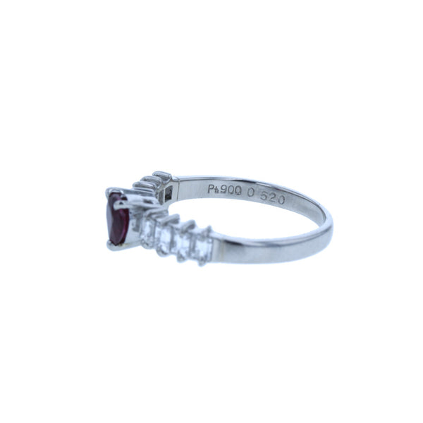 Pt900 プラチナ ルビー0.52ct ダイヤ0.51ct リング 指輪 レディース 11号 中古