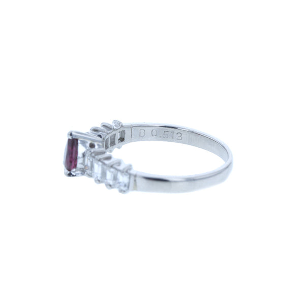 Pt900 プラチナ ルビー0.52ct ダイヤ0.51ct リング 指輪 レディース 11号 中古