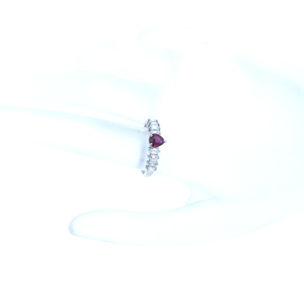 Pt900 プラチナ ルビー0.52ct ダイヤ0.51ct リング 指輪 レディース 11号 中古