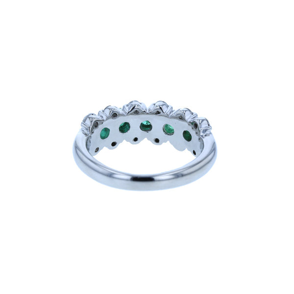 Pt900 プラチナ エメラルド0.59 ダイヤ0.37 リング 指輪 レディース 9号 【中古】