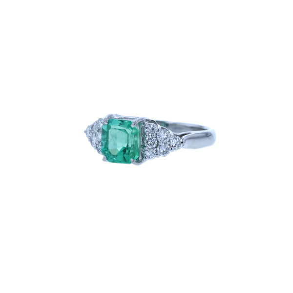 Pt900 プラチナ エメラルド1.47ct ダイヤ0.43ct リング 指輪 レディース 12号 中古