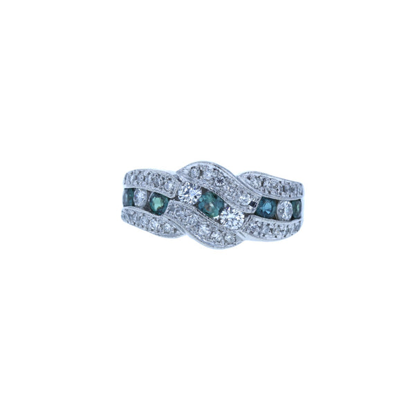 Pt900 プラチナ アレキサンドライト0.53ct ダイヤ0.63ct リング 指輪 レディース 12号 中古