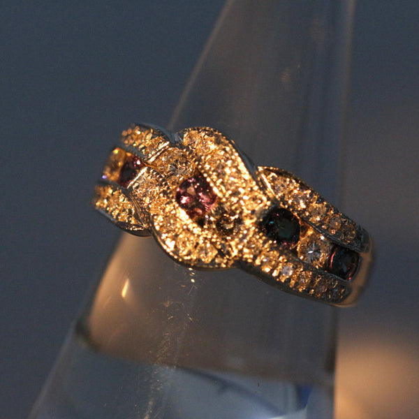 Pt900 プラチナ アレキサンドライト0.53ct ダイヤ0.63ct リング 指輪 レディース 12号 中古