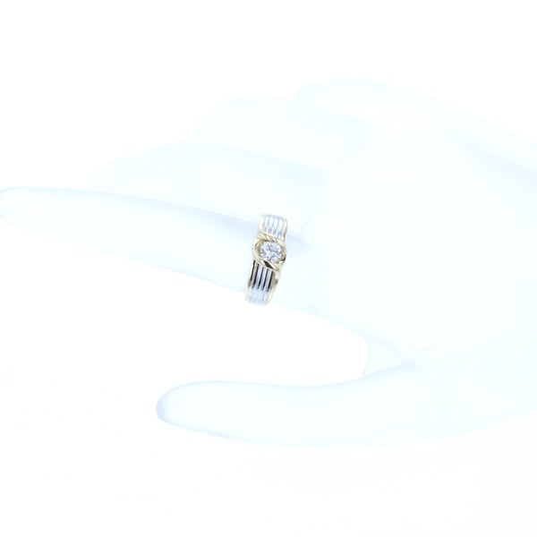 Pt900 プラチナ K18YG イエローゴールド コンビ ダイヤ0.269ct リング 指輪 レディース 8.5号 中古
