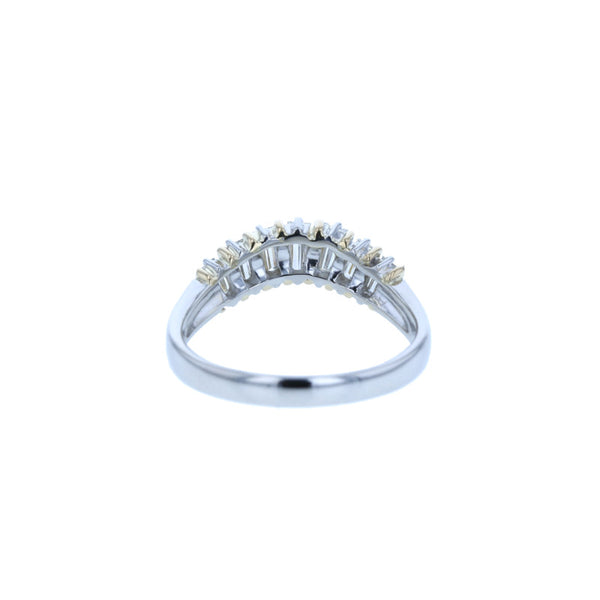 Pt900 プラチナ K18YG イエローゴールド コンビ ダイヤ0.43ct リング 指輪 レディース 11号 中古