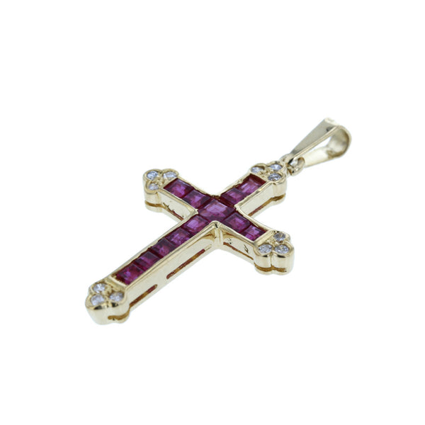 K18YG イエローゴールド ルビー0.70ct ダイヤ0.11ct ペンダントトップ レディース 中古