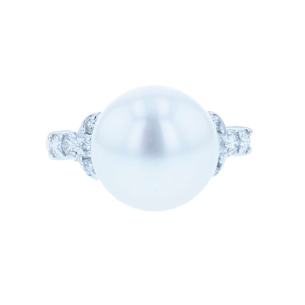 Pt900 プラチナ シロチョウパール12.6mm ダイヤ0.82ct リング 指輪 レディース 12号 【中古】