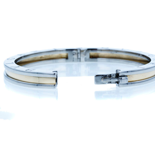 ブルガリ シルバー ステンレススチール K18YG イエローゴールド B-ZERO1 バングル レディース BVLGARI 中古