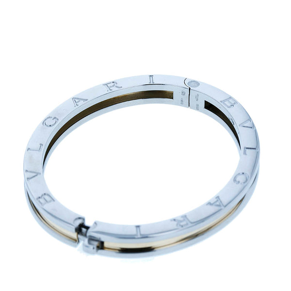 ブルガリ シルバー ステンレススチール K18YG イエローゴールド B-ZERO1 バングル レディース BVLGARI 中古