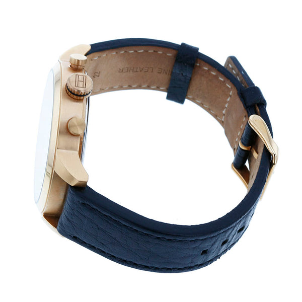 トミーヒルフィガー TH.286.1.34.1987 ブラック ゴールド ステンレススチール レザー 腕時計 メンズ TOMMY HILFIGER クオーツ ホワイト文字盤 【中古】