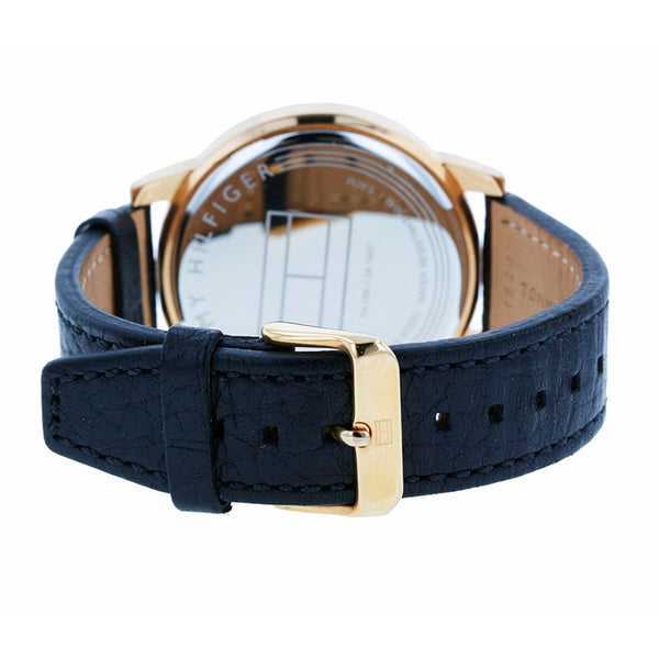 トミーヒルフィガー TH.286.1.34.1987 ブラック ゴールド ステンレススチール レザー 腕時計 メンズ TOMMY HILFIGER クオーツ ホワイト文字盤 【中古】