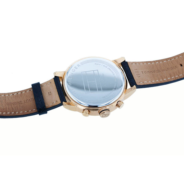 トミーヒルフィガー TH.286.1.34.1987 ブラック ゴールド ステンレススチール レザー 腕時計 メンズ TOMMY HILFIGER クオーツ ホワイト文字盤 【中古】