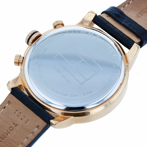 トミーヒルフィガー TH.286.1.34.1987 ブラック ゴールド ステンレススチール レザー 腕時計 メンズ TOMMY HILFIGER クオーツ ホワイト文字盤 【中古】
