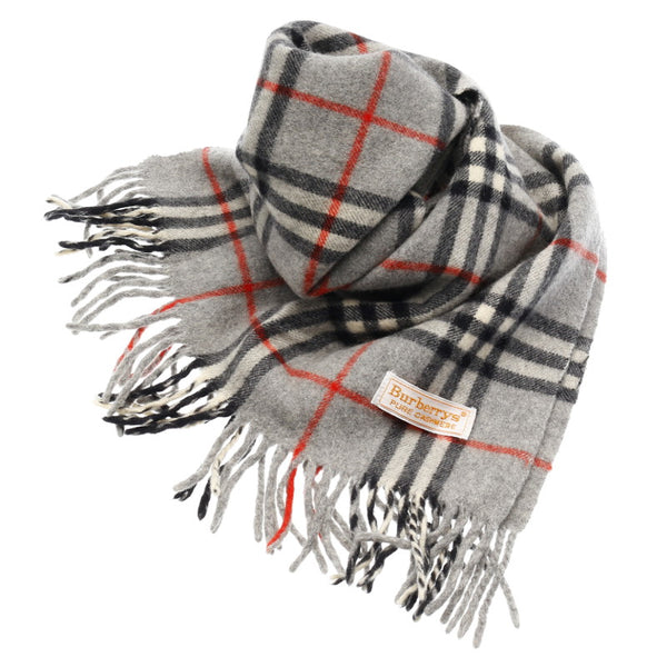 バーバリー グレー カシミヤ マフラー レディース BURBERRY 中古