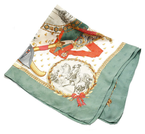 エルメス カレ ナポレオン NAPOLEON グリーン マルチカラー シルク スカーフ レディース HERMES 中古