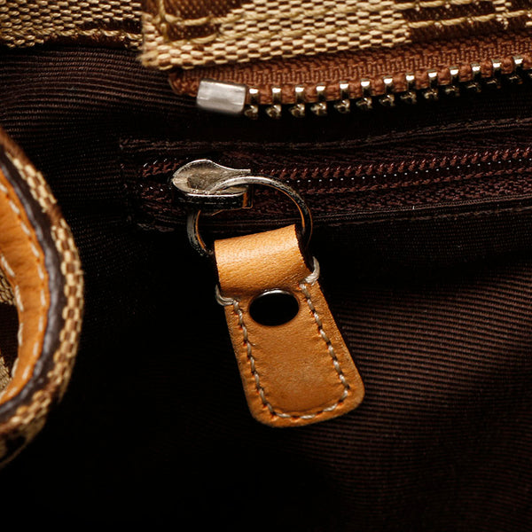 コーチ シグネチャー 10245 ベージュ ブラウン キャンバス レザー ハンドバッグ レディース COACH 【中古】