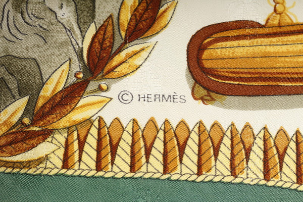 エルメス カレ ナポレオン NAPOLEON グリーン マルチカラー シルク スカーフ レディース HERMES 中古