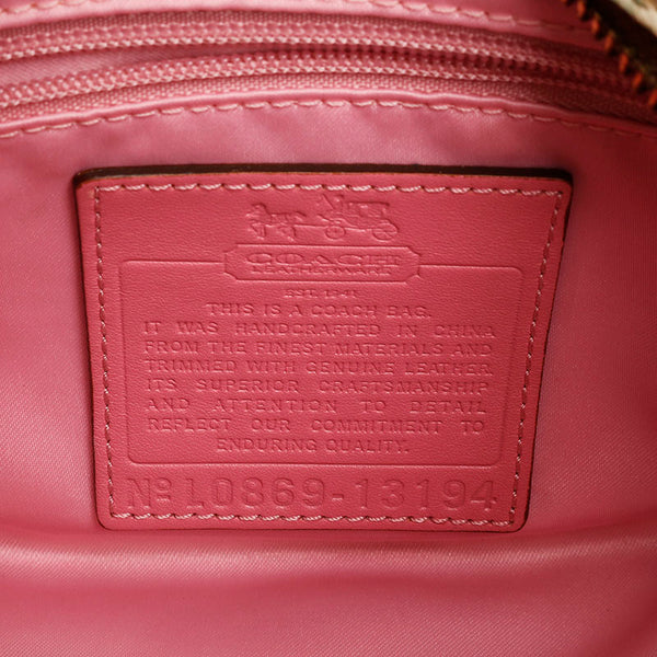 コーチ ヘリテージ ストライプ　 スモール ドーム サッチェル 13194 アイボリー ベージュ PVC レザー ハンドバッグ レディース COACH 【中古】