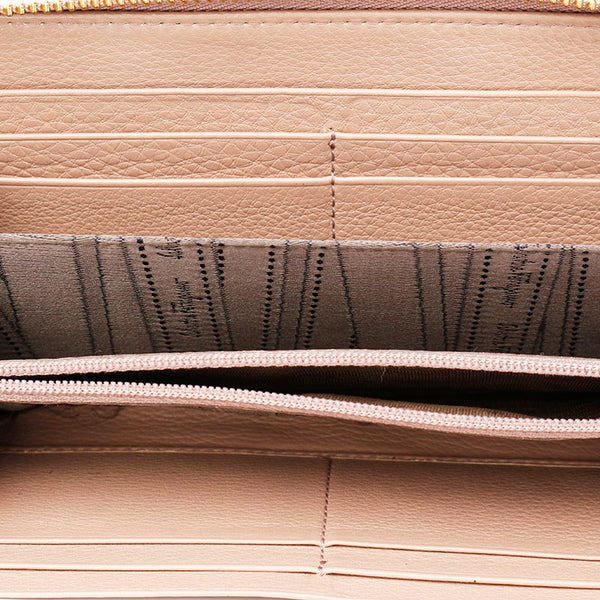 サルヴァトーレフェラガモ IY-22 B724 ピンクベージュ レザー 長財布 レディース Salvatore Ferragamo 【中古】