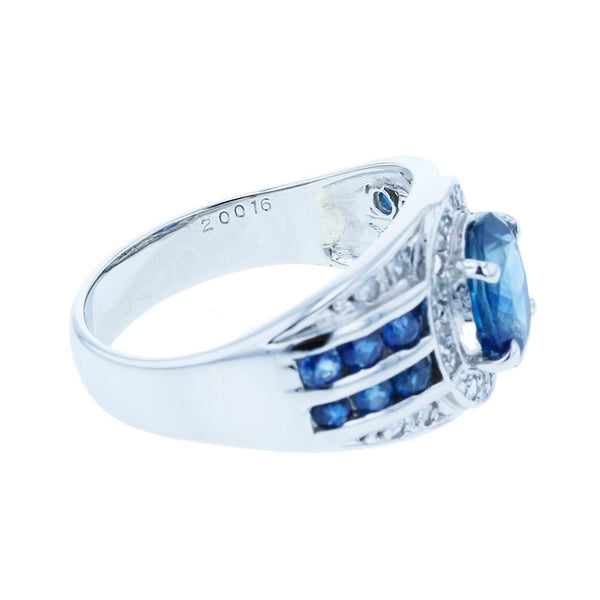 Pt900 プラチナ サファイア2.00ct ダイヤ0.16ct リング 指輪 レディース 14.5号 【中古】