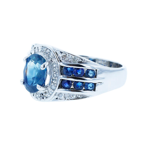 Pt900 プラチナ サファイア2.00ct ダイヤ0.16ct リング 指輪 レディース 14.5号 【中古】