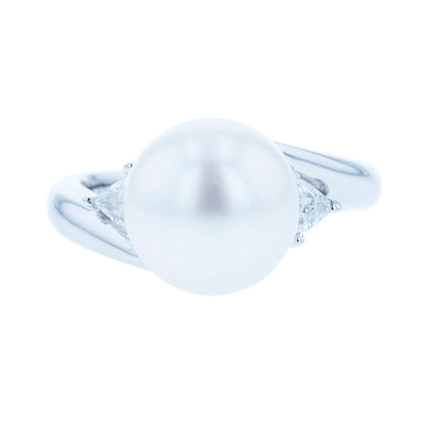 Pt900 プラチナ シロチョウパール10mm ダイヤ0.20ct リング 指輪 レディース 9.5号 【中古】