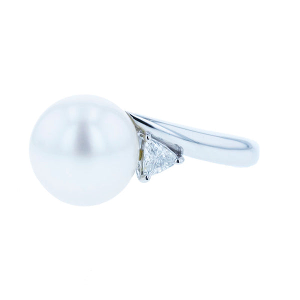 Pt900 プラチナ シロチョウパール10mm ダイヤ0.20ct リング 指輪 レディース 9.5号 【中古】