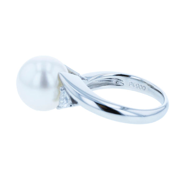 Pt900 プラチナ シロチョウパール10mm ダイヤ0.20ct リング 指輪 レディース 9.5号 【中古】