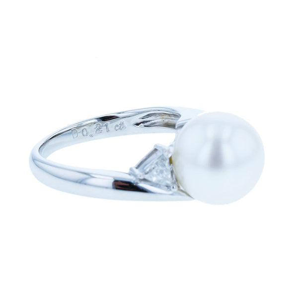 Pt900 プラチナ シロチョウパール10mm ダイヤ0.20ct リング 指輪 レディース 9.5号 【中古】
