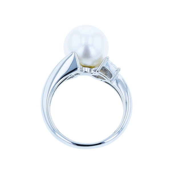 Pt900 プラチナ シロチョウパール10mm ダイヤ0.20ct リング 指輪 レディース 9.5号 【中古】