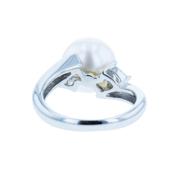 Pt900 プラチナ シロチョウパール10mm ダイヤ0.20ct リング 指輪 レディース 9.5号 【中古】