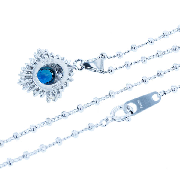 Pt900 プラチナ Pt850 プラチナ サファイア0.35ct ダイヤ0.40ct ネックレス レディース 【中古】