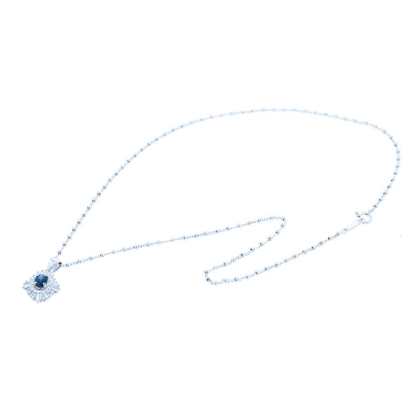 Pt900 プラチナ Pt850 プラチナ サファイア0.35ct ダイヤ0.40ct ネックレス レディース 【中古】