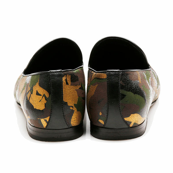 ジミーチュウ カモフラージュ スリッポン カーキ レザー メンズ JIMMY CHOO 【中古】